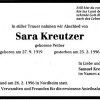 Weber Sara 1919-1996 Todesanzeige